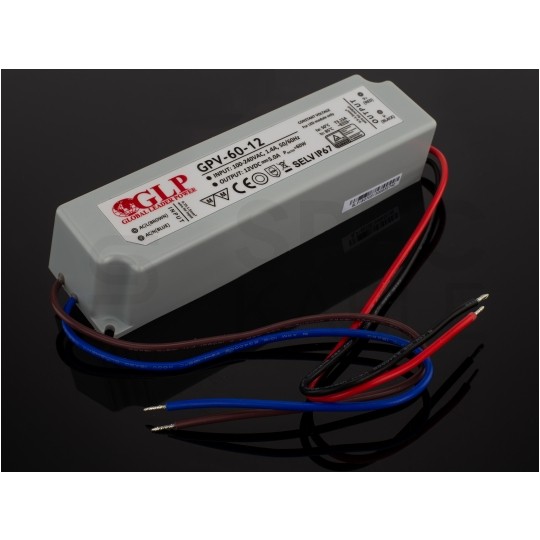 Zasilacz hermetyczny IP67 do oświetlenia LED 12V 5A 60W wodoodporny GLP