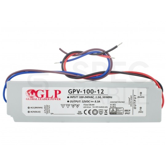 Zasilacz hermetyczny IP67 do oświetlenia LED 12V 8,3A 100W wodoodporny GLP