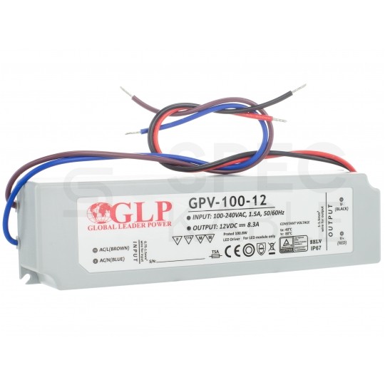 Zasilacz hermetyczny IP67 do oświetlenia LED 12V 8,3A 100W wodoodporny GLP