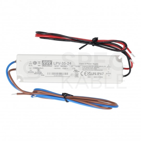 Zasilacz hermetyczny IP67 do oświetlenia LED 24V 1,5A 35W wodoodporny LPV Mean Well