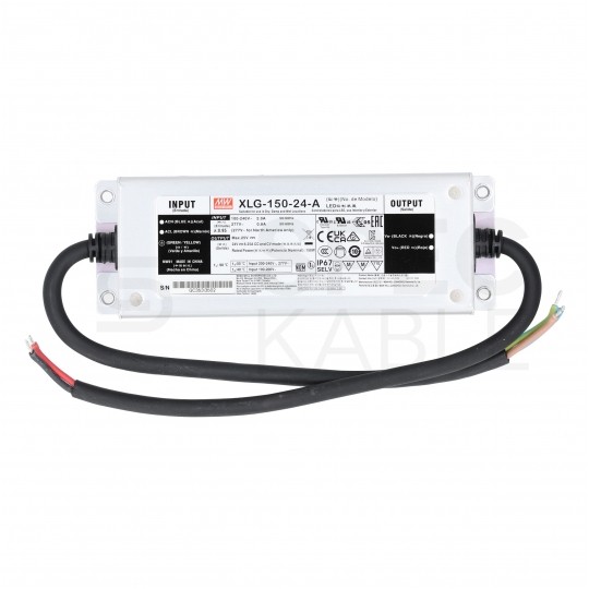 Zasilacz hermetyczny IP67 do oświetlenia LED 24V 6,25A 150W stałoprądowy wodoodporny XLG Mean Well