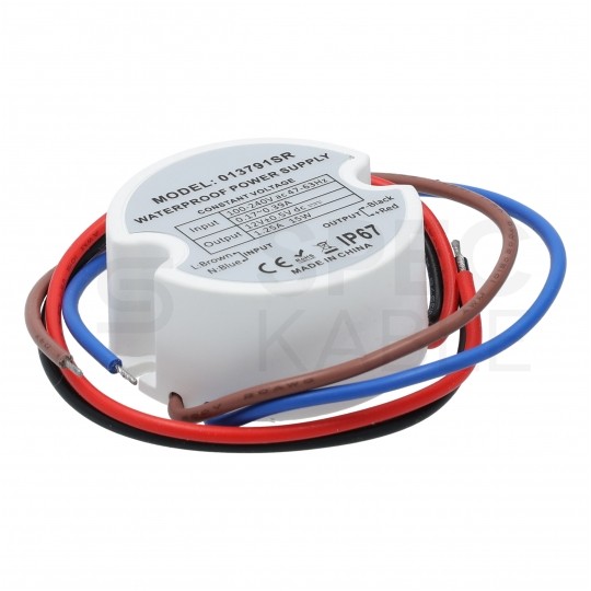 Zasilacz hermetyczny IP67 Eco do puszki instalacyjnej 12V 1,25A 15W do oświetlenia LED wodoodporny Basic