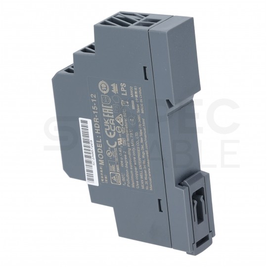 Zasilacz na szynę DIN 12V 1,25A 15W uniwersalny SLIM (1-modułowy) HDR Mean Well