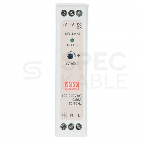 Zasilacz na szynę DIN 12V 1,67A 20W uniwersalny MDR Mean Well
