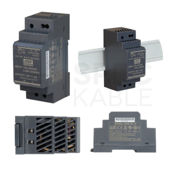 Zasilacz na szynę DIN 12V 2A 24W uniwersalny SLIM (2-modułowy) HDR Mean Well