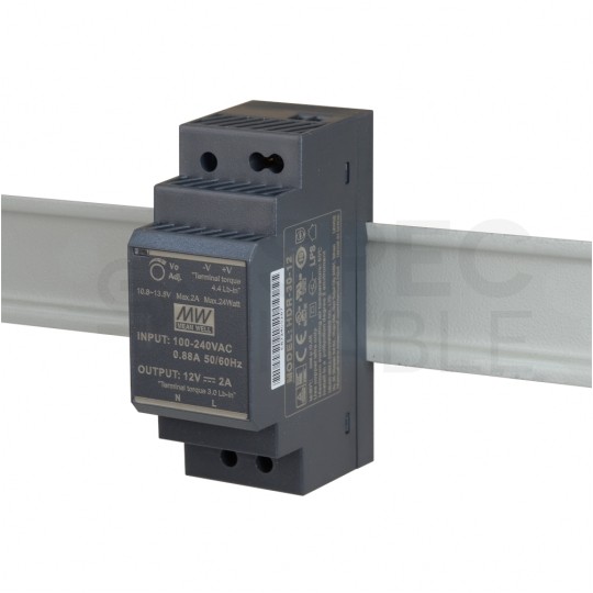 Zasilacz na szynę DIN 12V 2A 24W uniwersalny SLIM (2-modułowy) HDR Mean Well