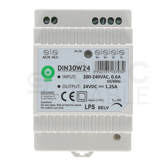 Zasilacz na szynę DIN 24V 1,25A 30W uniwersalny POS Power