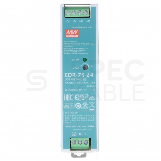 Zasilacz na szynę DIN 24V 3,2A 75W uniwersalny EDR Mean Well
