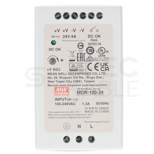 Zasilacz na szynę DIN 24V 4A 96W uniwersalny MDR Mean Well