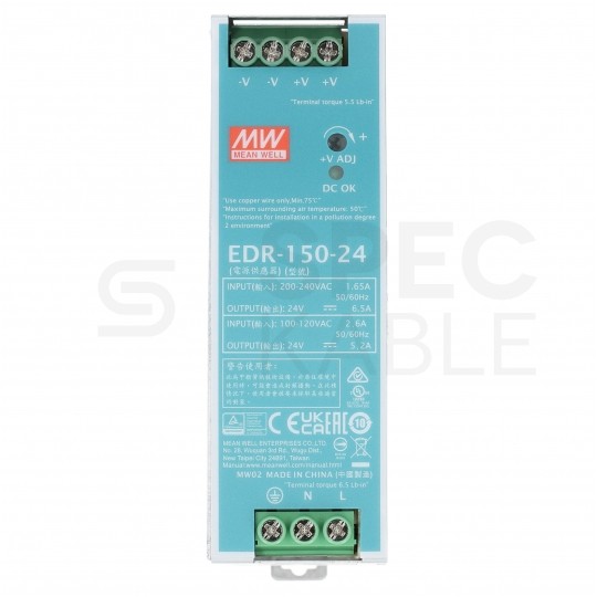 Zasilacz na szynę DIN 24V 6,5A 156W uniwersalny EDR Mean Well