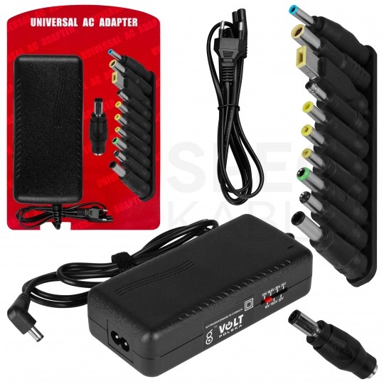 Zasilacz sieciowy AC do laptopa 15-24V DC 90W + USB 5V/2A uniwersalny (11 końcówek) VOLT