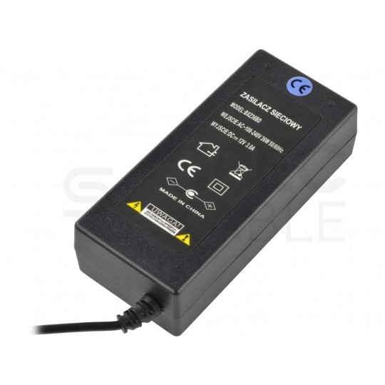 Zasilacz wtyczkowy desktop 12V 3A 36W uniwersalny DC 2,1/5,5 Basic