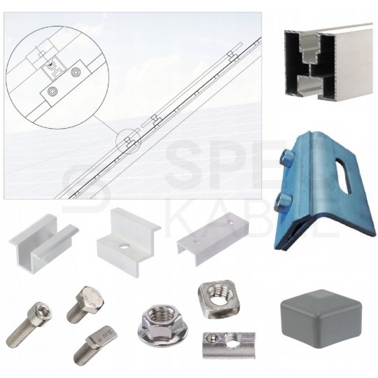Zaślepka nasadka kwadratowa na szynę 40x40mm do profilu montażowego PV szara