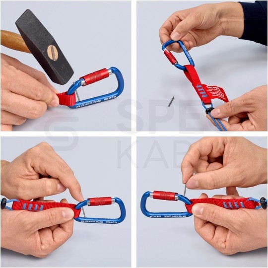 Zestaw 2 karabińczyków TT z kołkami zabezpieczającymi KNIPEX 00 50 03 T BK