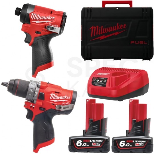 Zestaw 2 narzędzi akumulatorowych M12 + ładowarka + akumulatory POWERPACK MILWAUKEE