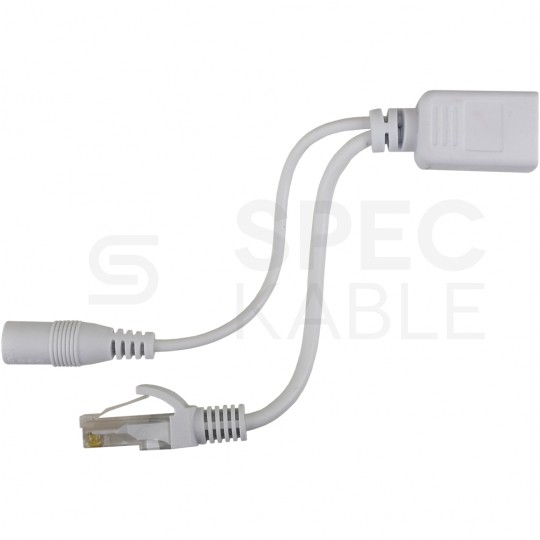 Zestaw adapterów P-POE1 RJ45 kat.5e do zasilania kamery IP PoE za pomocą skrętki LAN (RJ45 RJ45 + DC) Pulsar