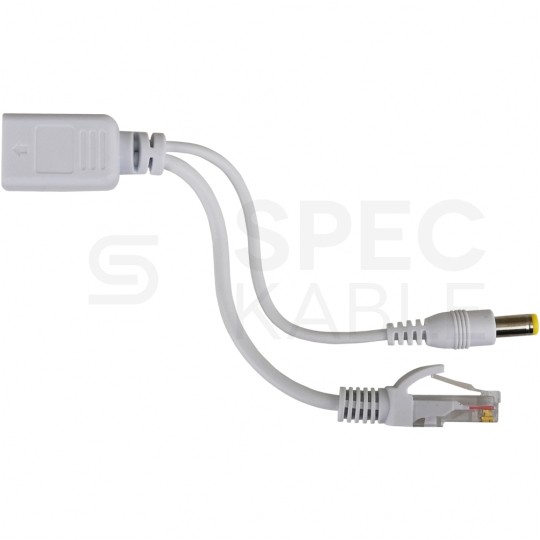 Zestaw adapterów P-POE1 RJ45 kat.5e do zasilania kamery IP PoE za pomocą skrętki LAN (RJ45 RJ45 + DC) Pulsar