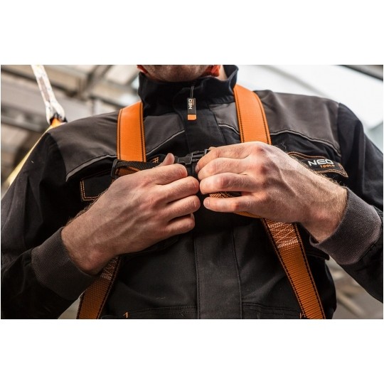 Zestaw asekuracyjny: szelki bezpieczeństwa + linka z amortyzatorem NEO 97-101