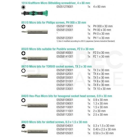 Zestaw bitów 21szt. Tool-Check Modular Micro WERA