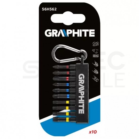 Zestaw bitów udarowych 10szt. breloczek z karabińczykiem GRAPHITE 56H562