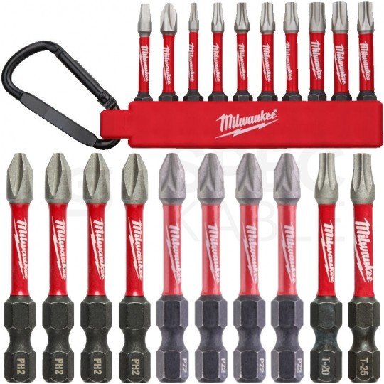 Zestaw bitów udarowych 10szt. breloczek z karabińczykiem Shockwave Impact Duty MILWAUKEE