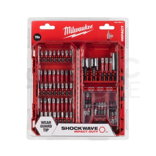 Zestaw bitów udarowych 70szt. z uchwytem do bitów oraz nasadkami udarowymi w kasecie Shockwave Impact Duty MILWAUKEE