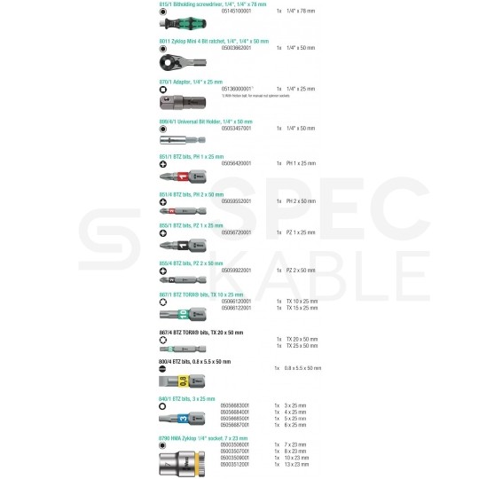 Zestaw bitów z grzechotką 21szt. Tool-Check Modular WERA