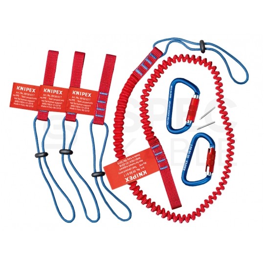 Zestaw do zabezpieczania narzędzi Komplet 6 elementów (linka + paski mocujące + karabinczyki) KNIPEX 00 50 04 T BK