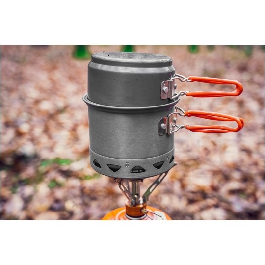 Zestaw garnków turystycznych 2w1 z radiatorem na kamping NEO 63-144
