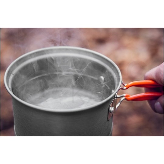 Zestaw garnków turystycznych 2w1 z radiatorem na kamping NEO 63-144