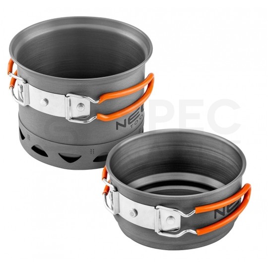 Zestaw garnków turystycznych 2w1 z radiatorem na kamping NEO 63-144