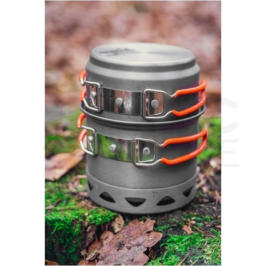 Zestaw garnków turystycznych 2w1 z radiatorem na kamping NEO 63-144