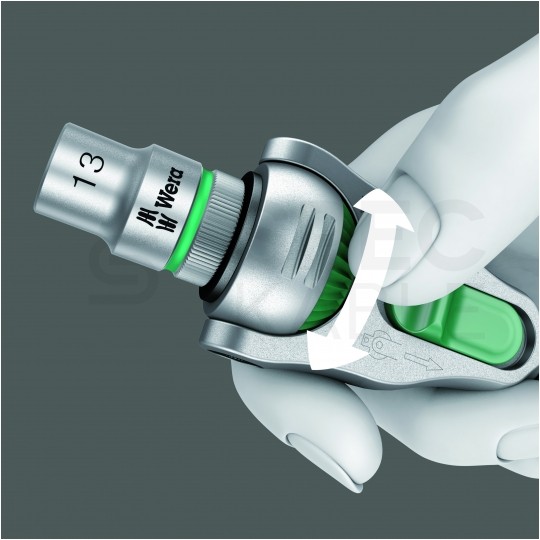 Zestaw grzechotka 1/4 z nasadkami metrycznymi i bitami w etui tekstylnym Zyklop Speed WERA