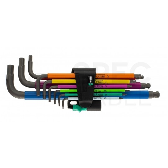 Zestaw kluczy imbusowych trzpieniowych z kulką 9szt 1,5-10 Hex-Plus kolor WERA