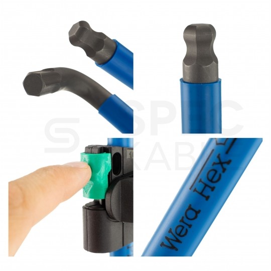 Zestaw kluczy imbusowych trzpieniowych z kulką i zawieszką 1,5-10 9szt. Hex-Plus kolor WERA