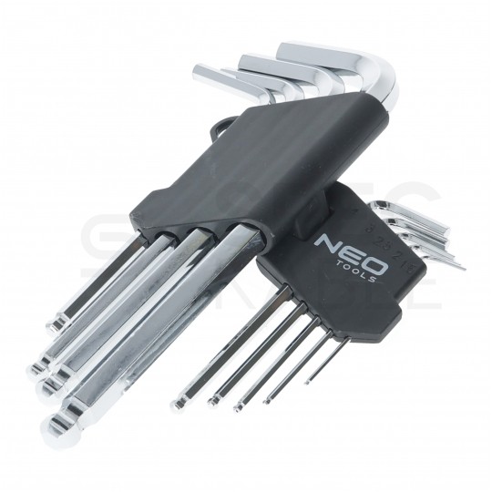 Zestaw kluczy imbusowych z kulką 1,5-10mm metaliczne 9szt w etui NEO 09-525