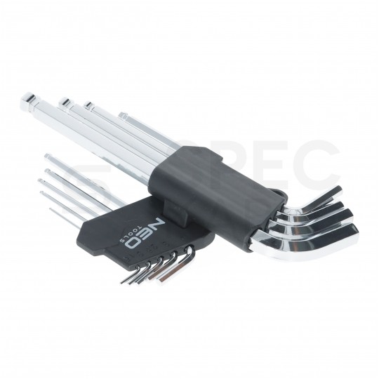 Zestaw kluczy imbusowych z kulką 1,5-10mm metaliczne 9szt w etui NEO 09-525