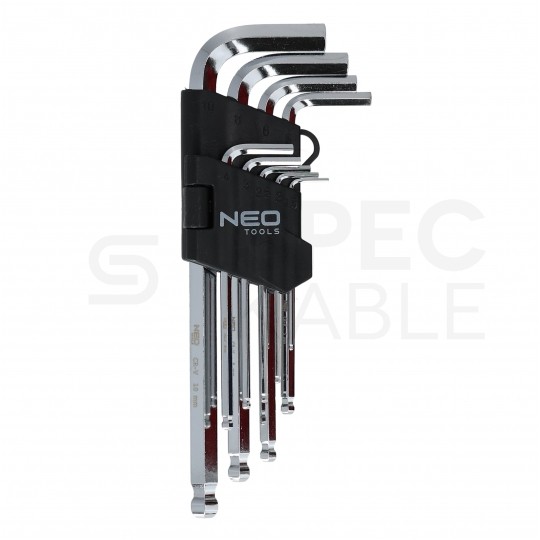 Zestaw kluczy imbusowych z kulką 1,5-10mm metaliczne 9szt w etui NEO 09-525