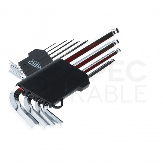 Zestaw kluczy imbusowych z kulką 1,5-10mm metaliczne 9szt w etui NEO 09-525