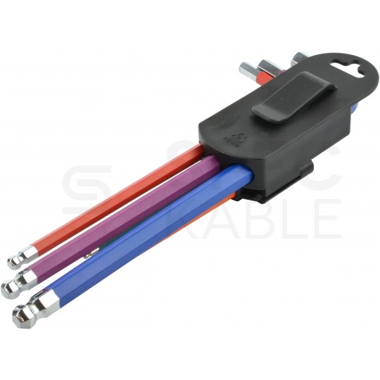 Zestaw kluczy imbusowych z kulką 1,5-10mm wielokolorowe 9szt w etui NEO 09-512