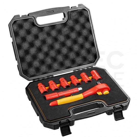 Zestaw kluczy nasadowych z grzechotką 1/2" 8 elementów 1000V 01-307 NEO w walizce