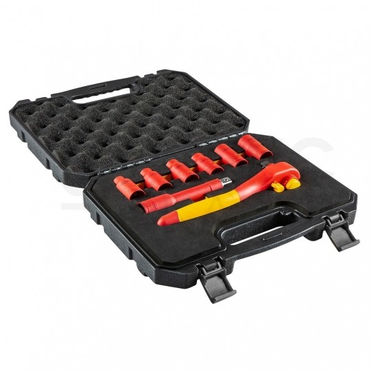 Zestaw kluczy nasadowych z grzechotką 1/2" 8 elementów 1000V 01-307 NEO w walizce