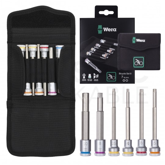 Zestaw kluczy rowerowych nasadowych imbus i TORX 7 elementów Bicycle Set 8 WERA