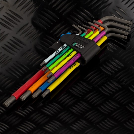 Zestaw kluczy torx trzpieniowych długich z funkcją przytrzymywania 9szt 8-40 kolor HF WERA