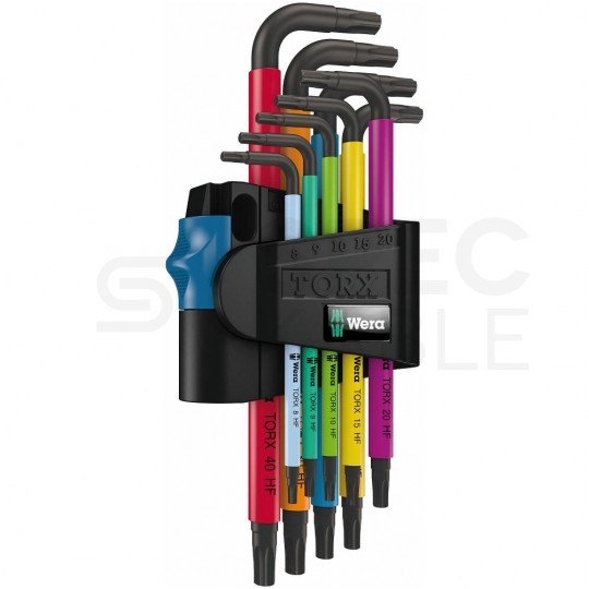 Zestaw kluczy torx trzpieniowych z funkcją przytrzymywania 9szt 8-40 kolor HF WERA