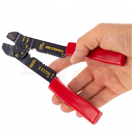 Zestaw końcówek kablowych izolowanych 0,5-6mm2 MIX konektorów 100szt w pudełku + zaciskarka 0,5-6mm2 ORNO