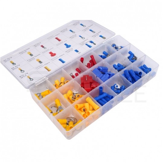 Zestaw końcówek konektorów elektrycznych izolowanych w organizerze 160szt Kraft&Dele