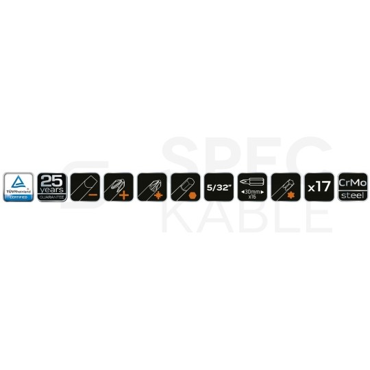 Zestaw końcówek wkrętakowych z uchwytem 17 sztuk: wkrętakowe, płaskie, krzyżowe, Torx, HEX NEO 04-228