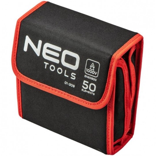 Zestaw końcówek wkrętakowych z uchwytem izolowane 1kV 50 elementów w etui NEO 01-309
