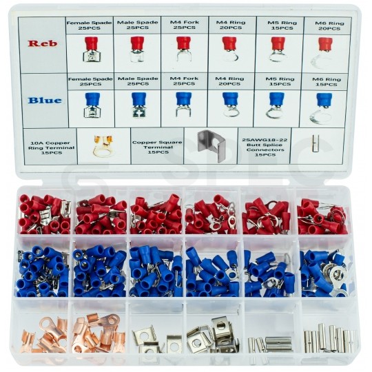 Zestaw konektorów izolowanych 0,5-2,5mm2 MIX końcówek kablowych Kraft&Dele 300szt w pudełku